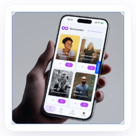 Open Love app interface op een smartphone